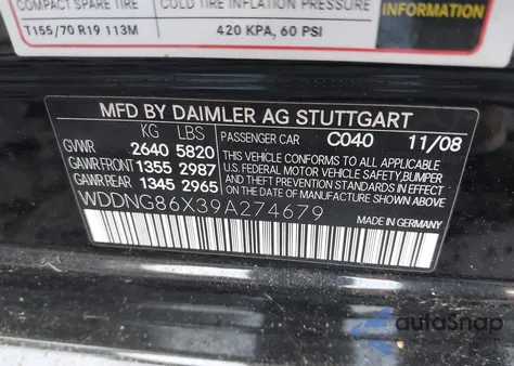 2009 Mercedes-Benz S 550 4Matic z USA, uszkodzony, nr VIN WDDNG86X39A274679